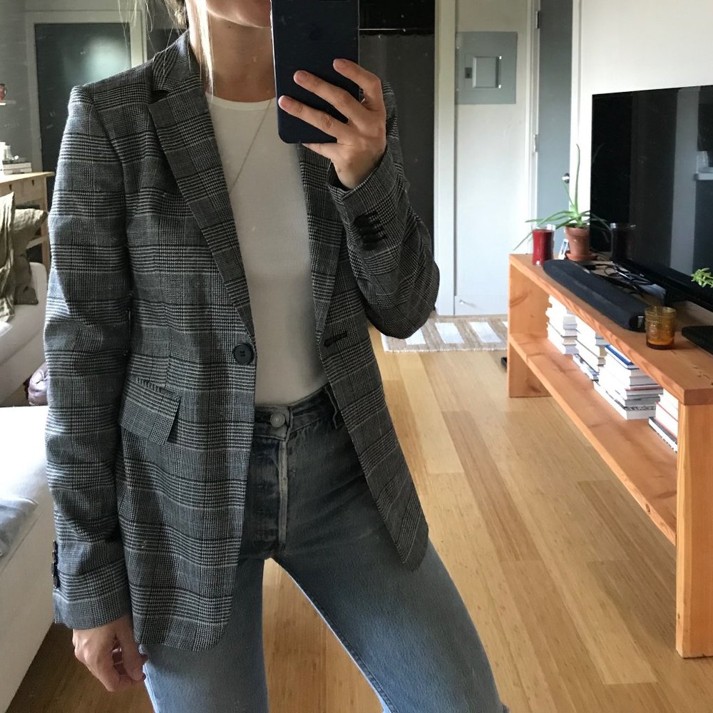 Nordstrom Signature Windowpane Check Single Button Blazer